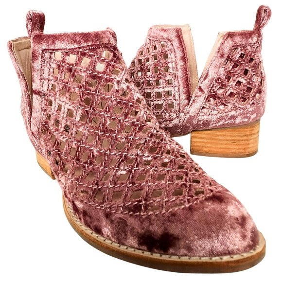 Jeffrey Campbell Taggart Women's Ankle Booties Pink Crushed Velvet Size 6 - Picture 6 of 10